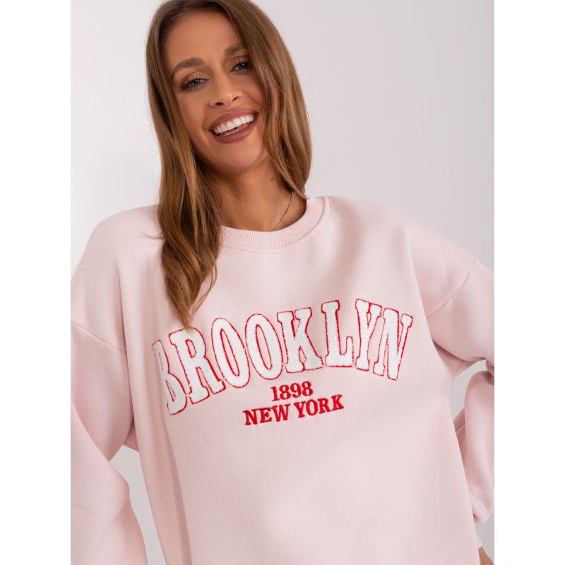 Női oversize pulóver UANGE világos rózsaszín