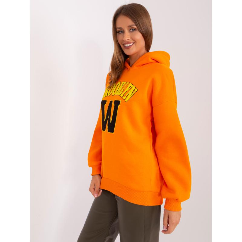 Női kapucnis pulóver zsebbel PEYN narancssárga
