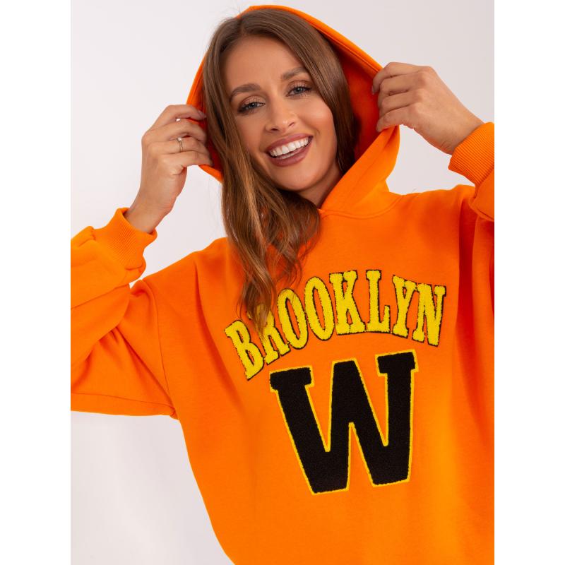 Női kapucnis pulóver zsebbel PEYN narancssárga