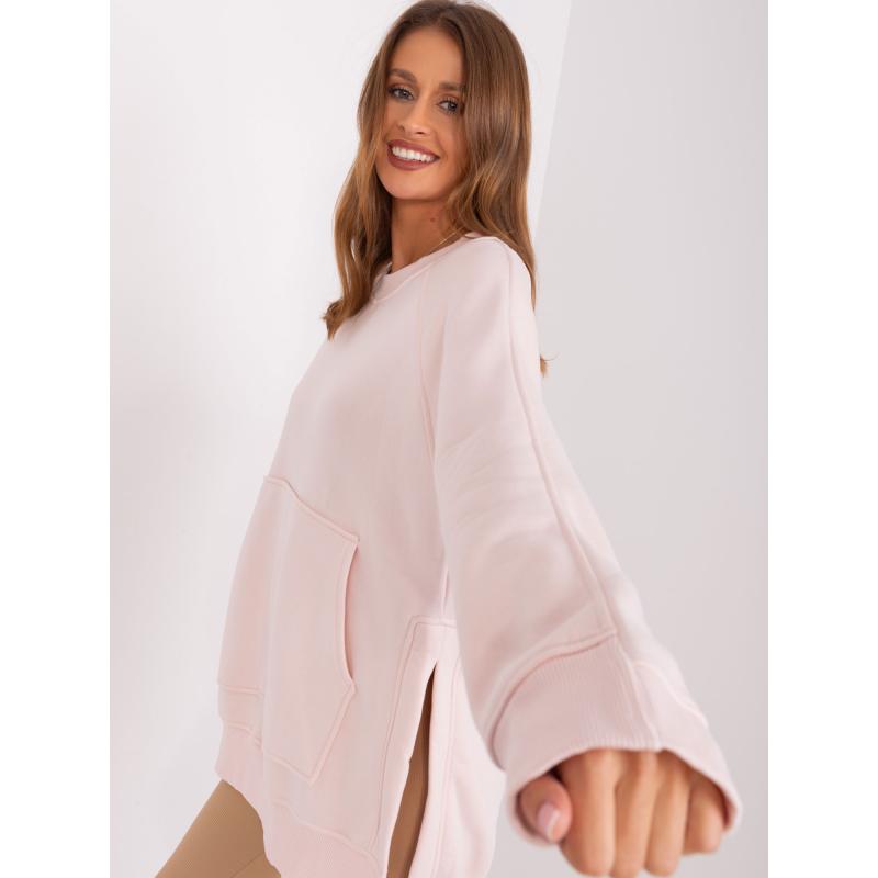 Női kapucnis pulóver PEYN világos rózsaszín