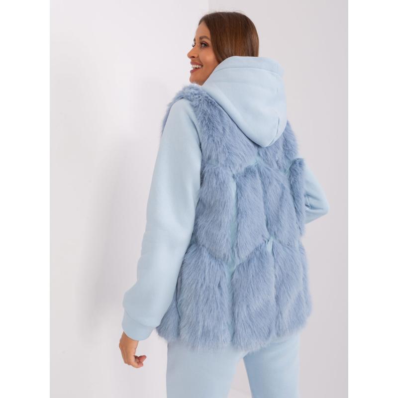 Dámská vesta s kožešinovou podšívkou TEEK světle modrá 