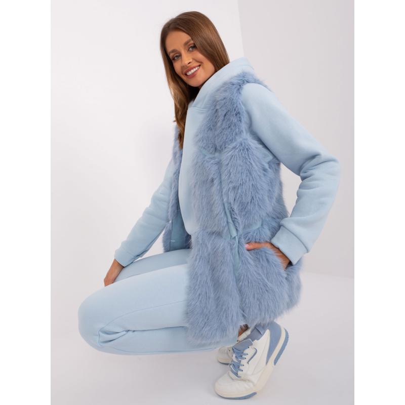 Dámská vesta s kožešinovou podšívkou TEEK světle modrá 