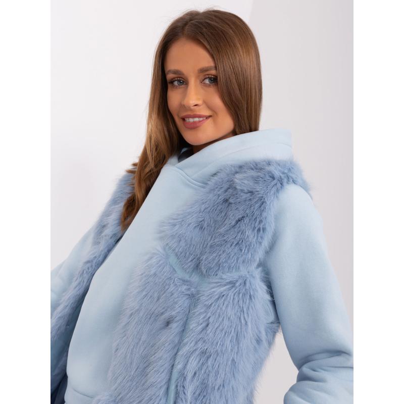 Dámská vesta s kožešinovou podšívkou TEEK světle modrá 