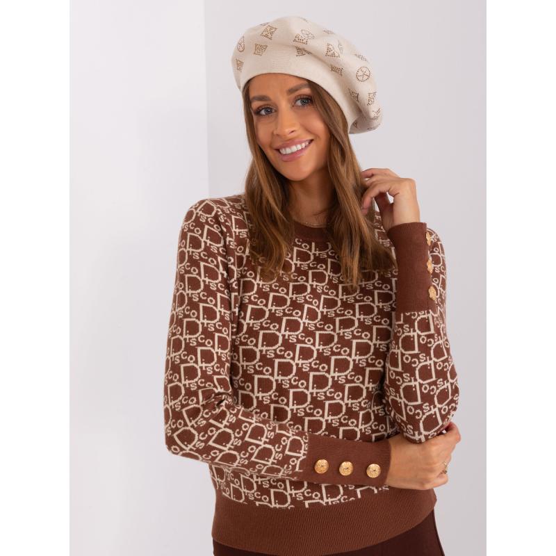 Női barett applikációval OEBA világos bézs színben