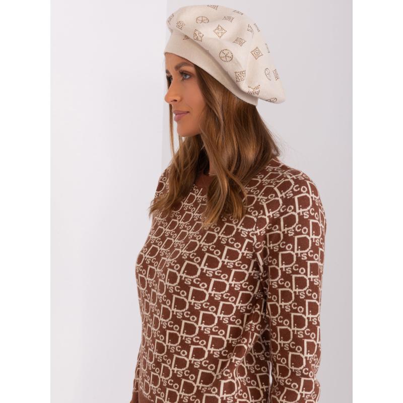 Női barett applikációval OEBA világos bézs színben