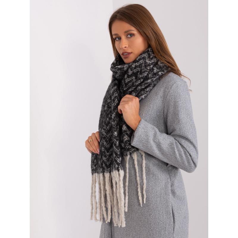 Dámská šála vzorovaná ENTLA černo-béžová 