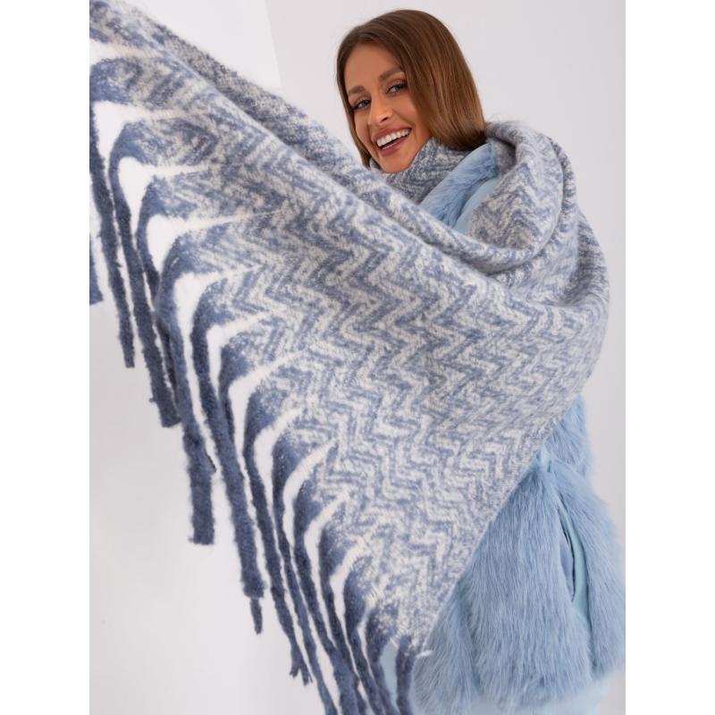 Dámská šála s třásněmi EROTHE modrobílá 