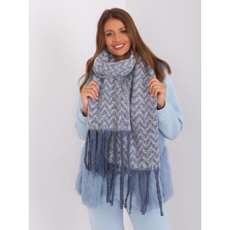 Dámská šála s třásněmi EROTHE modrobílá 