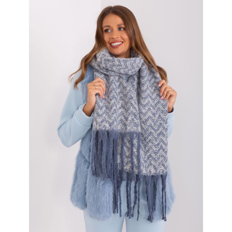 Dámská šála s třásněmi EROTHE modrobílá 