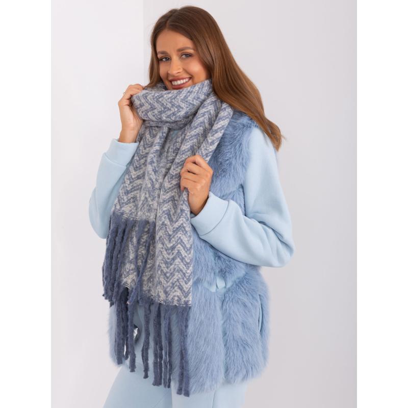 Dámská šála s třásněmi EROTHE modrobílá 