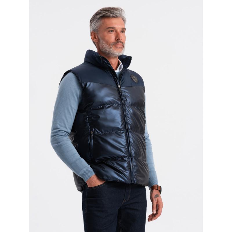 Pánska prešívaná vesta V2 OM-JAVJ-0113 tmavomodrá