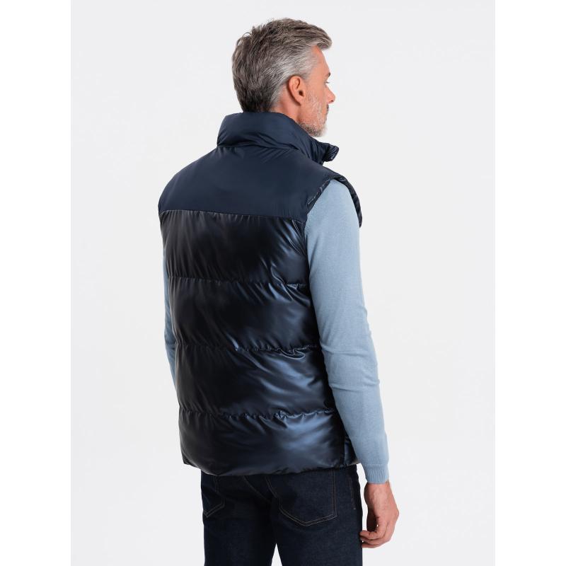 Pánska prešívaná vesta V2 OM-JAVJ-0113 tmavomodrá