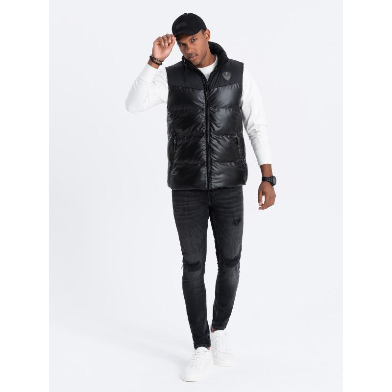 Férfi steppelt mellény V1 OM-JAVJ-0113 fekete