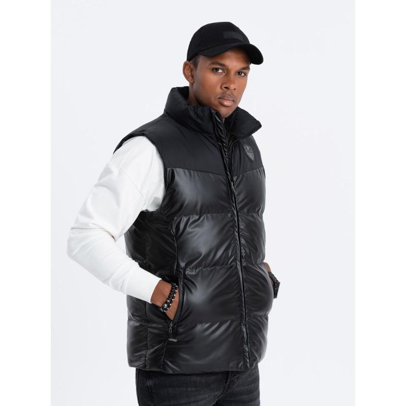 Férfi steppelt mellény V1 OM-JAVJ-0113 fekete