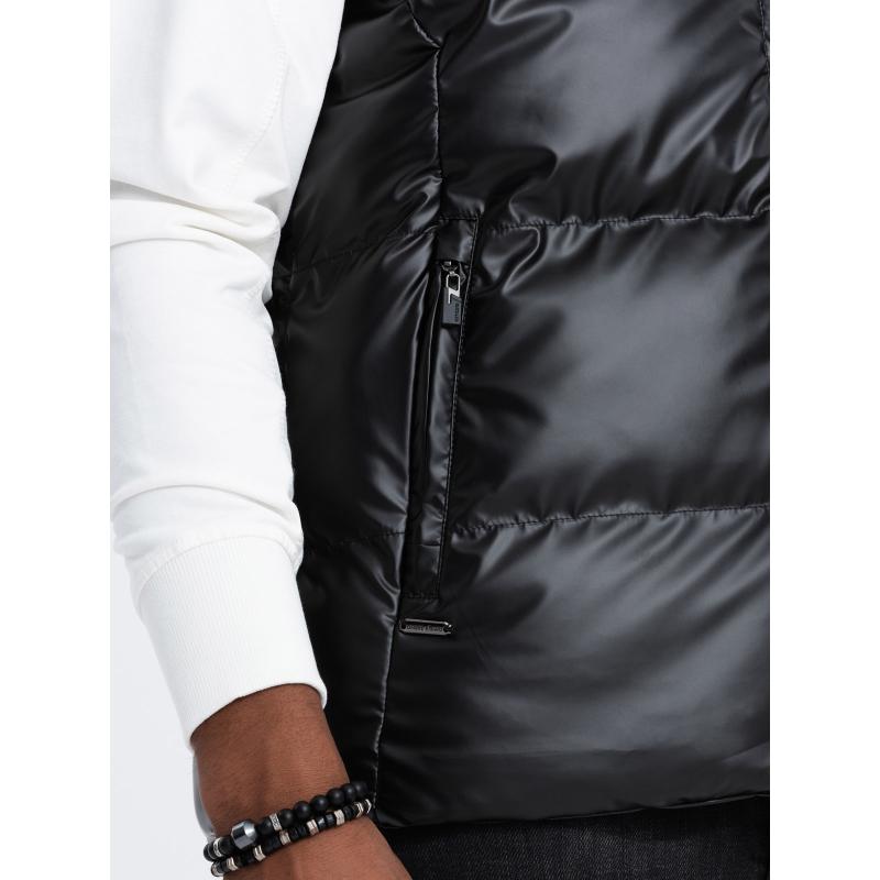 Férfi steppelt mellény V1 OM-JAVJ-0113 fekete