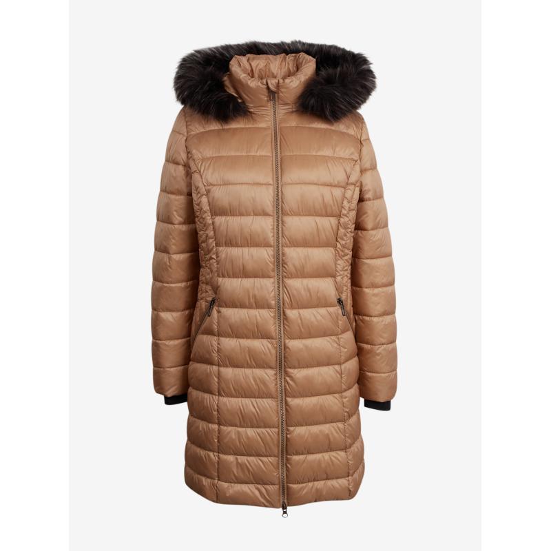 Světle hnědý dámský prošívaný kabát