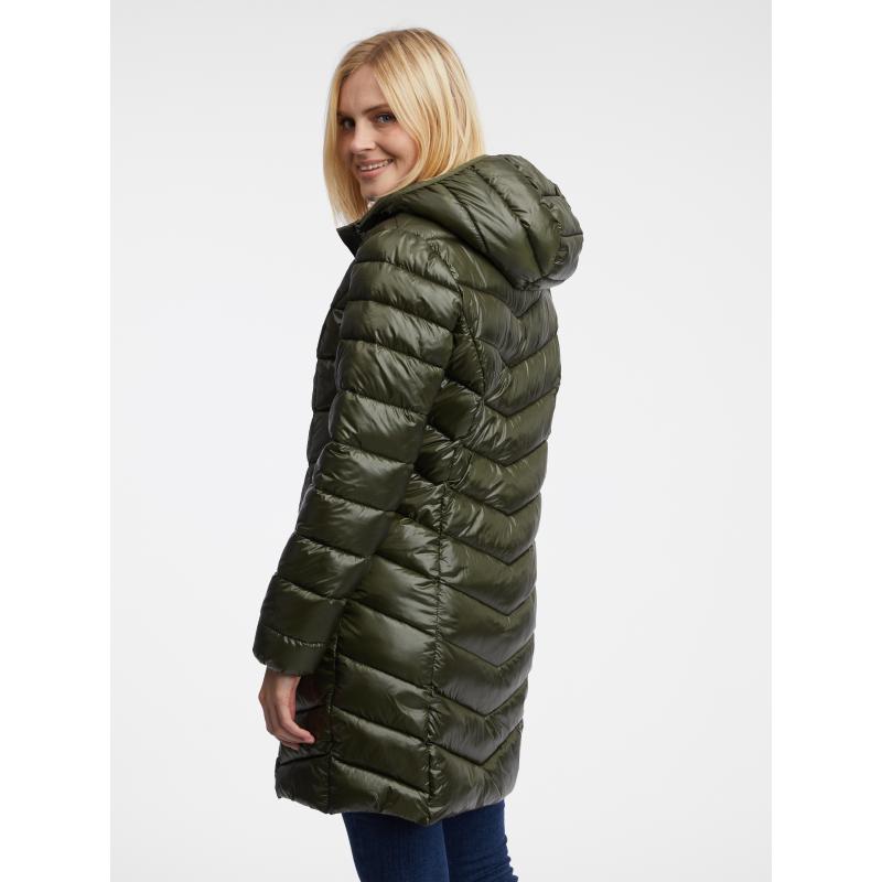 Khaki dámský prošívaný kabát