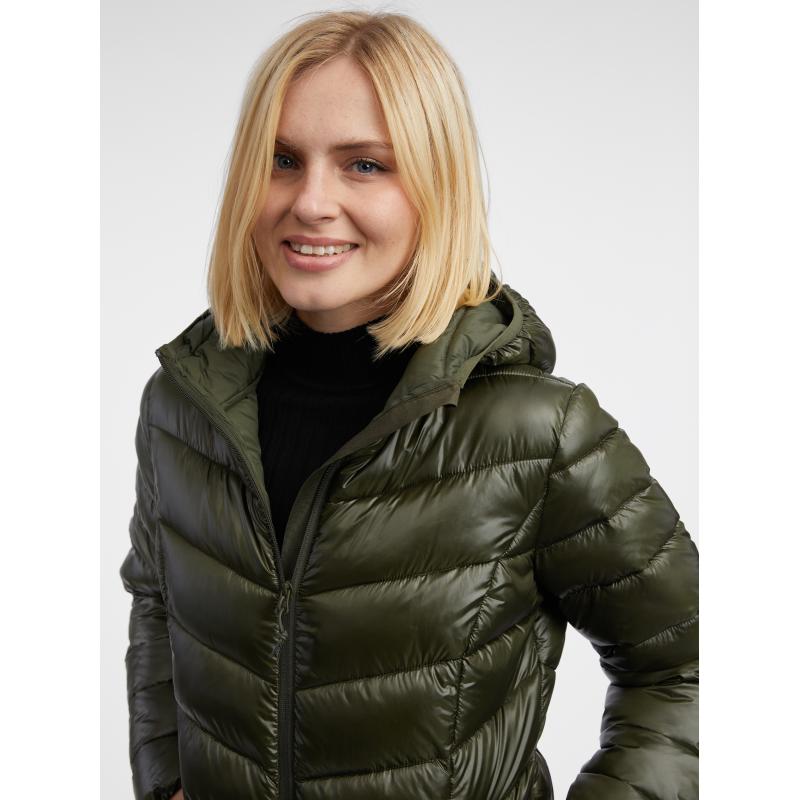 Khaki dámský prošívaný kabát