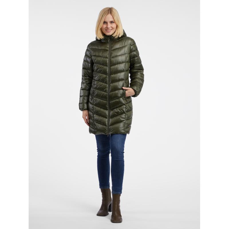 Khaki dámský prošívaný kabát