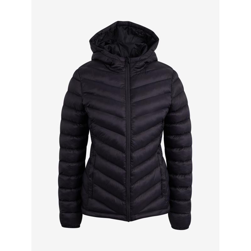 Fekete női steppelt kabát