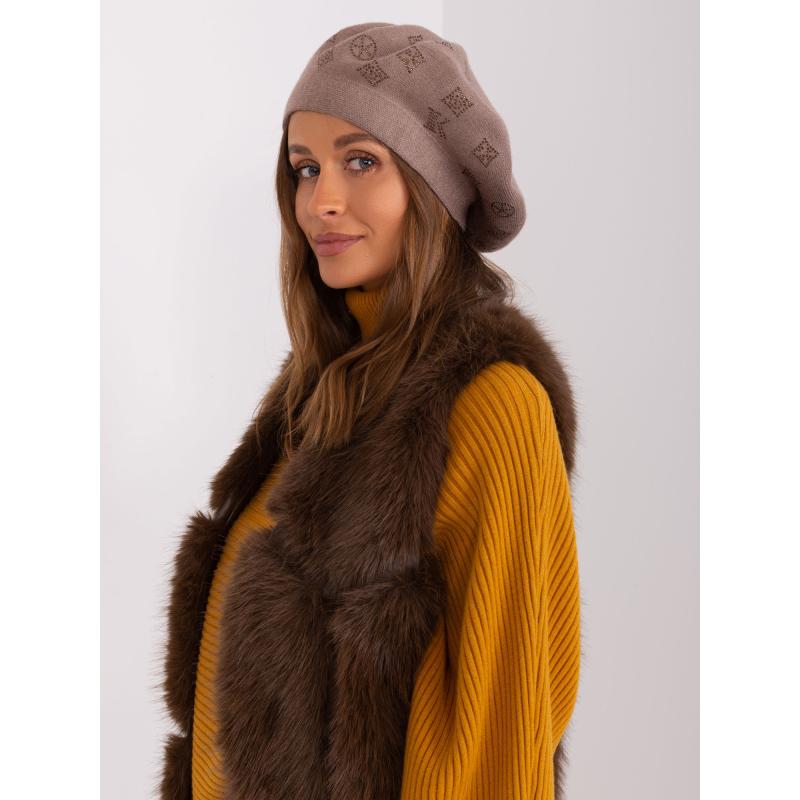 Női barett strasszkövekkel OSUI sötétbézs sötétbézs