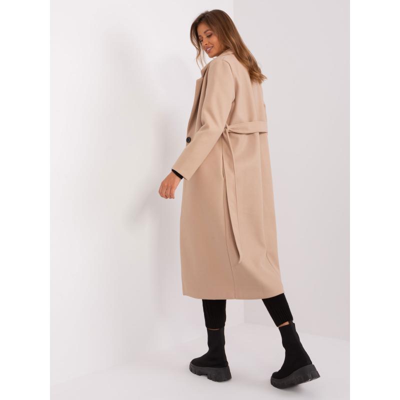 Dámský kabát se zapínáním na knoflíky OCH BELLA béžový