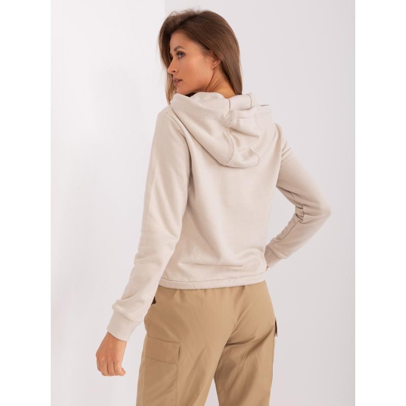 Dámská mikina s kapucí a žebrovaným lemem BAIB béžová 
