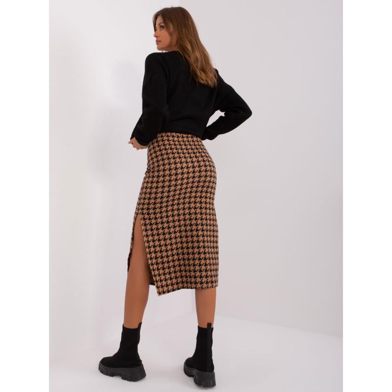 Dámská sukně se vzorem DOOL hnědá a černá 