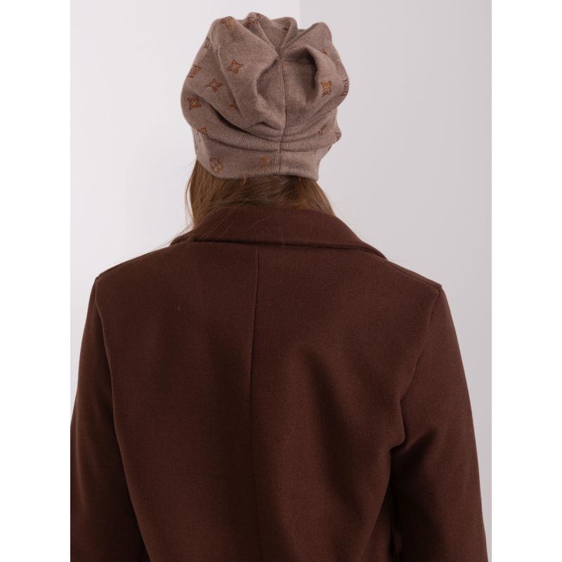 Női téli sapka strasszkövekkel ENDIA barna