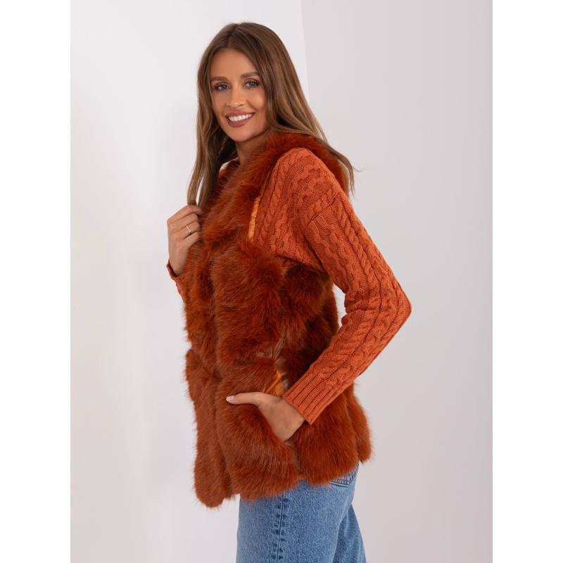 Dámská vesta s kožešinovou podšívkou AUNDA tmavě oranžová 