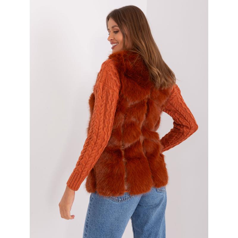 Dámská vesta s kožešinovou podšívkou AUNDA tmavě oranžová 