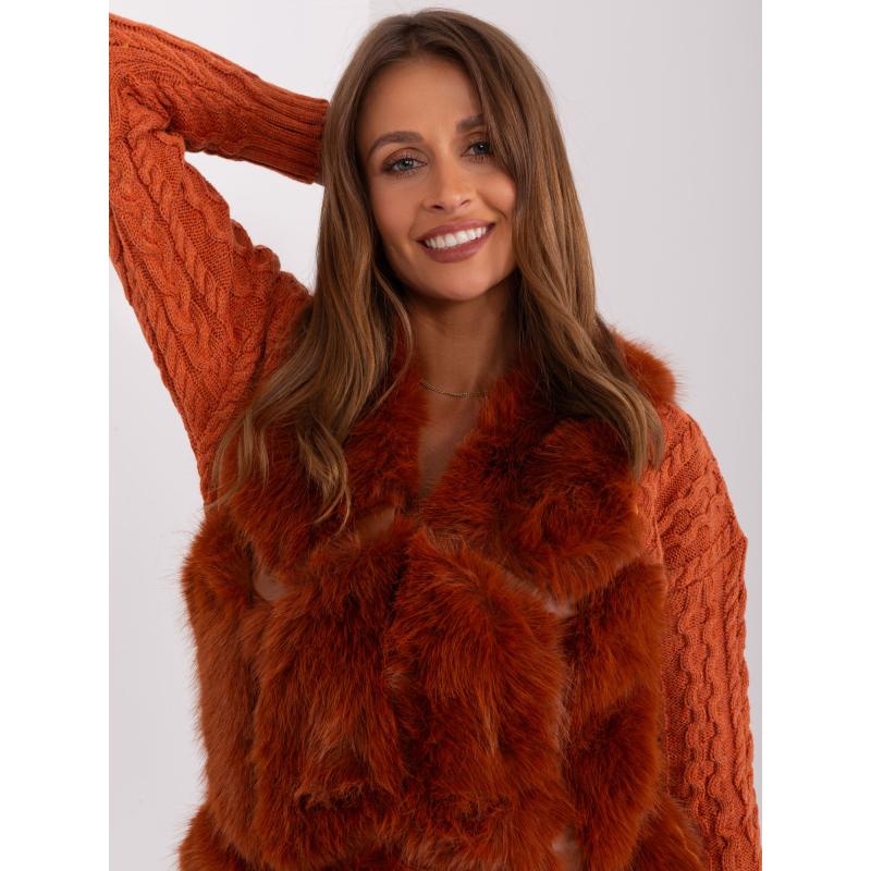Dámská vesta s kožešinovou podšívkou AUNDA tmavě oranžová 