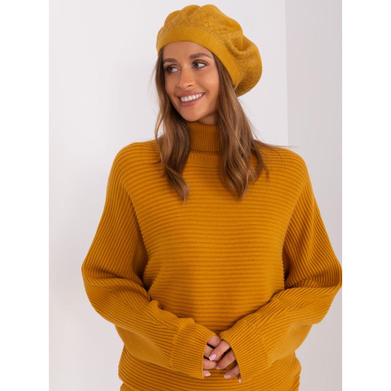 Dámský baret s aplikacemi SHYLD hořčicový 