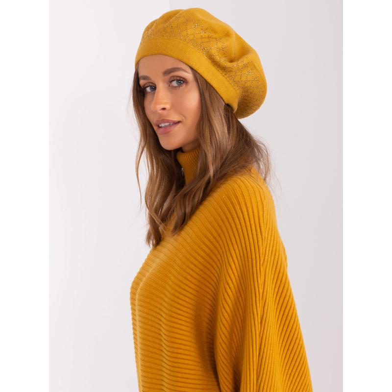 Dámský baret s aplikacemi SHYLD hořčicový 