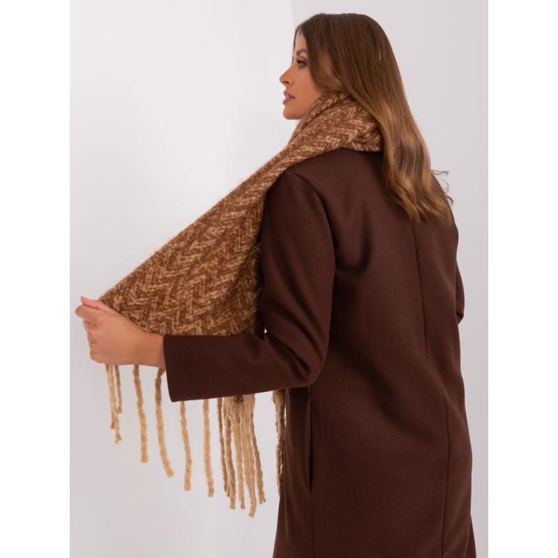 Dámská šála se střapci vzorovaná QUISTA hnědá 