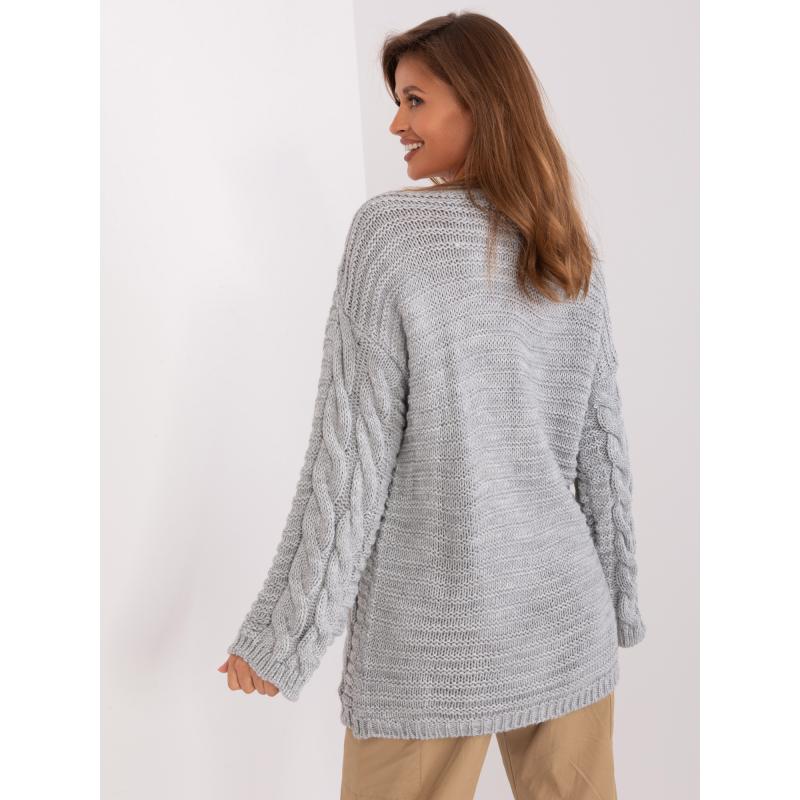 Dámský svetr nadměrné velikosti s kostkami SEYDA šedý