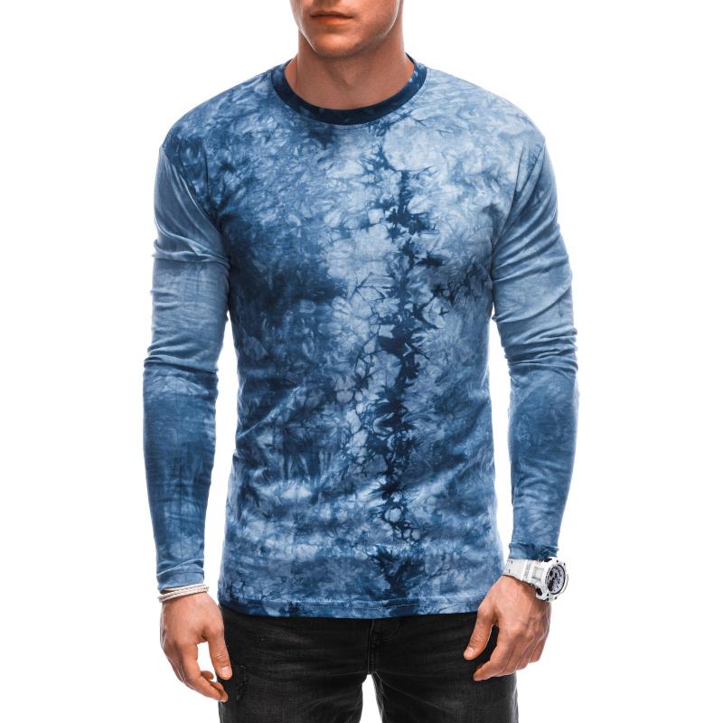 Pánské tričko s potiskem a dlouhým rukávem L165 modré