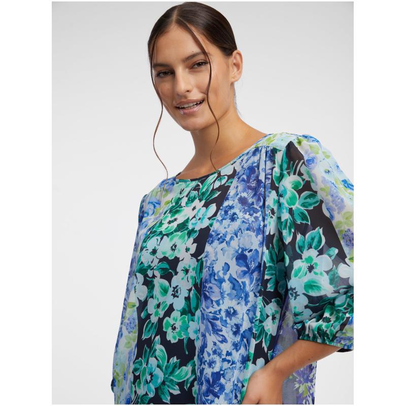 Modrá dámska kvetinová blúzka