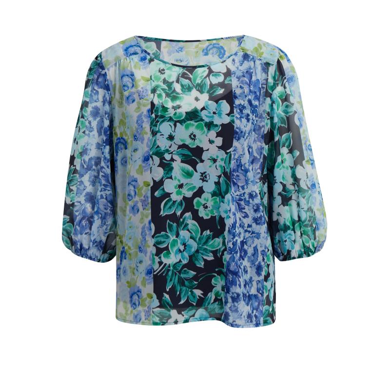 Modrá dámska kvetinová blúzka