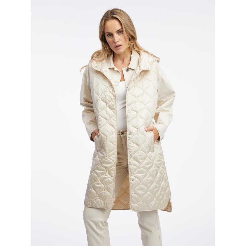 Béžová dámská dlouhá prošívaná vesta