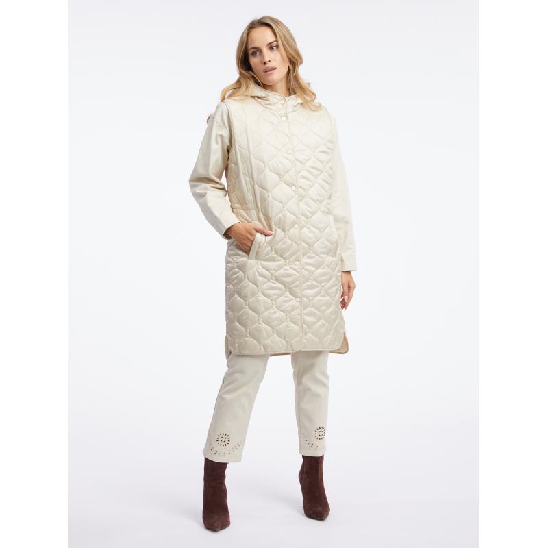 Béžová dámská dlouhá prošívaná vesta