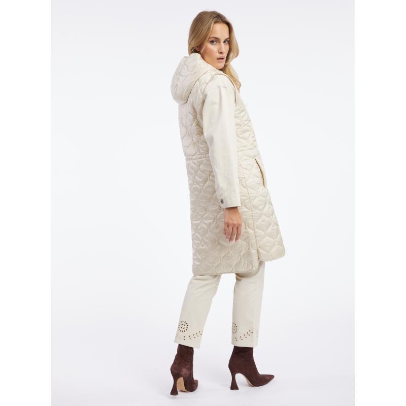 Béžová dámská dlouhá prošívaná vesta