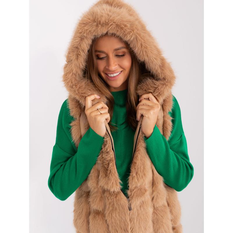 Dámská vesta s kožešinovou podšívkou TRUD hnědá 