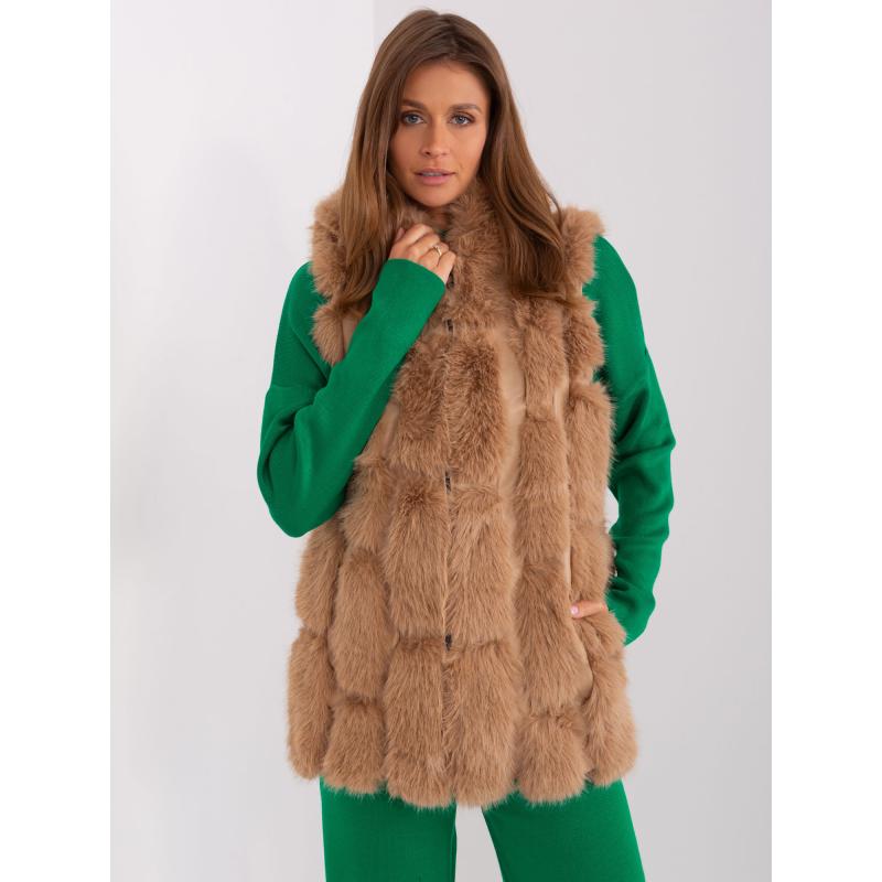 Dámská vesta s kožešinovou podšívkou TRUD hnědá 