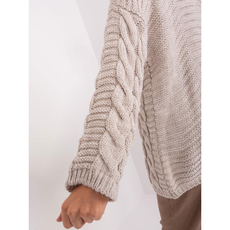 Dámský svetr ze směsi vlny kostkovaný OESSA béžový 