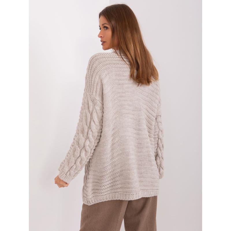 Dámský svetr ze směsi vlny kostkovaný OESSA béžový 