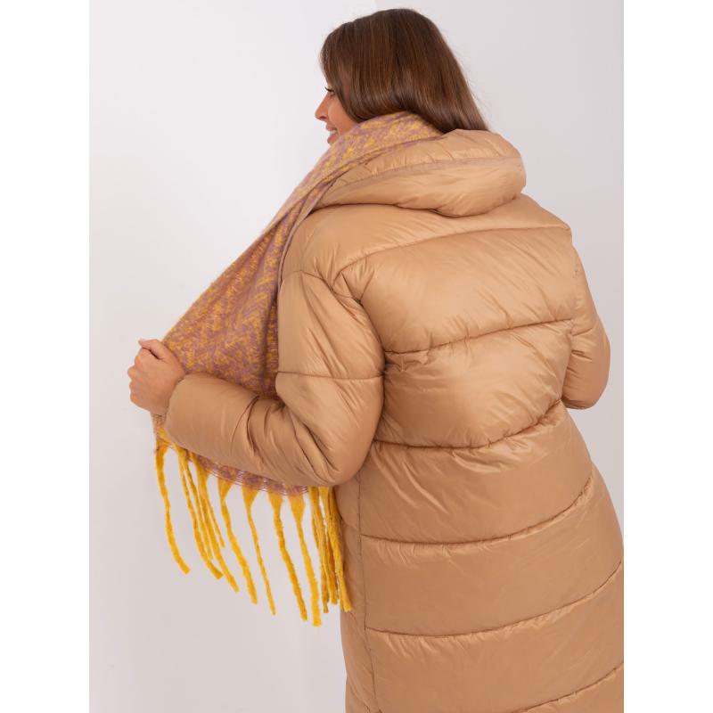 Dámská šála vzorovaná YENDA tmavě žlutá a fialová 