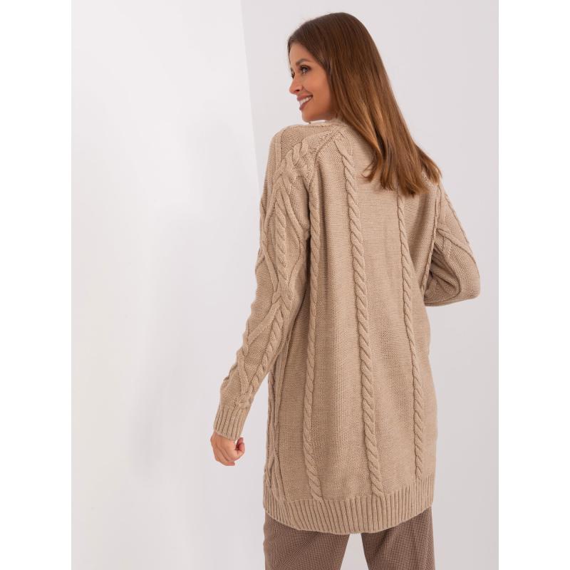 Női kockás ruha UNDA sötét bézs színű