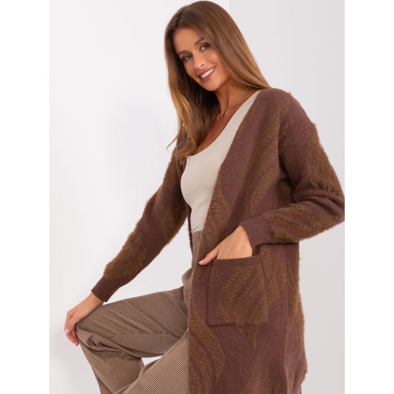 Dámský svetr s kapsami WEAD hnědý