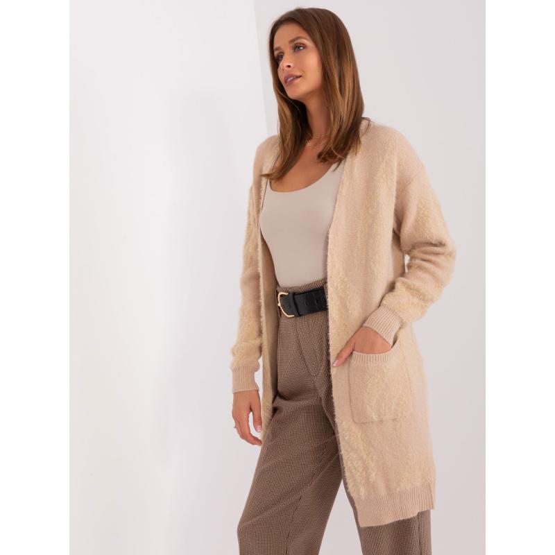Dámský svetr s kapsami vzorovaný OEMA béžový 